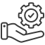 Service icon featuring a hand holding a gear representing facility maintenance.